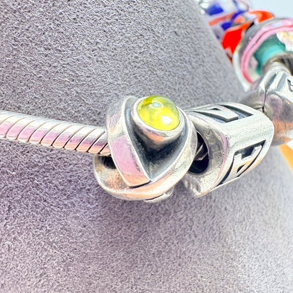 Pandora Sterling Silver 925 Charm Bracelet Mix of Sterling Slide Charms 7" L - Picture 8 of 12